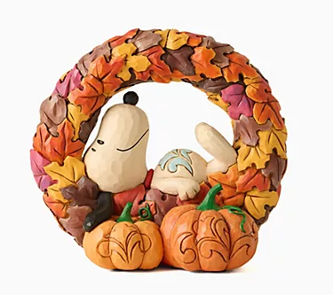 Jim Shore Peanuts 6" Snoopy on Fall Wreath Figurine