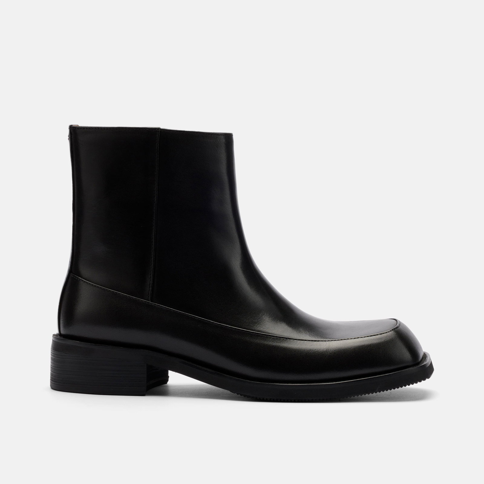 Image of Admiral Black Leather Square Toe Side Zip Boots