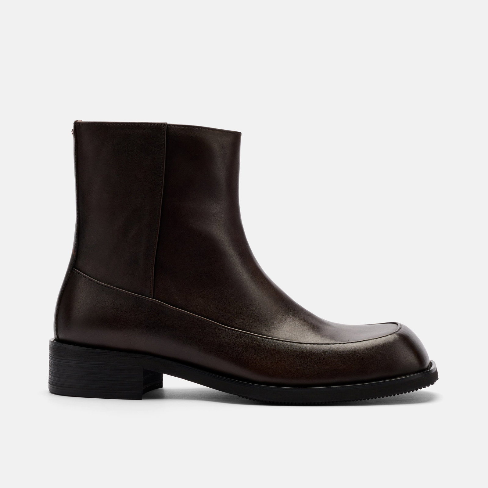 Image of Admiral Brown Distressed Leather Square Toe Side Zip Boots