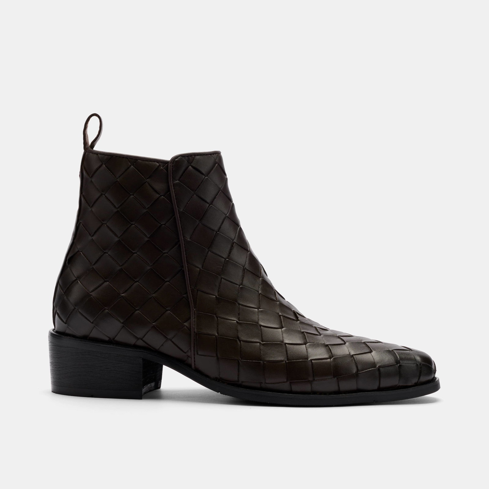 Image of Dante Brown Woven Leather Chelsea Boots