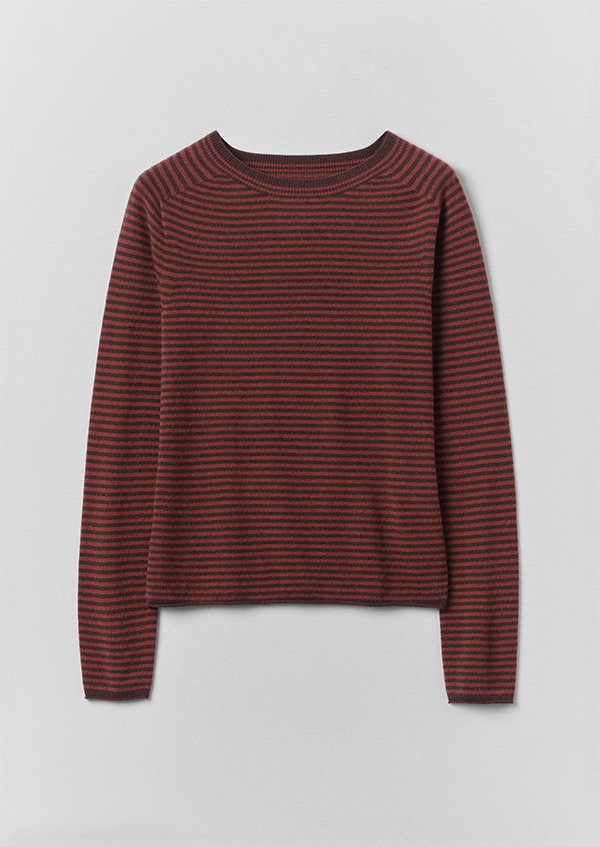 Stripe Wool Cashmere Neat Sweater
