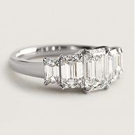 Five-Stone Graduated Emerald Diamond Anniversary Ring in Platinum (2 ct. tw.)