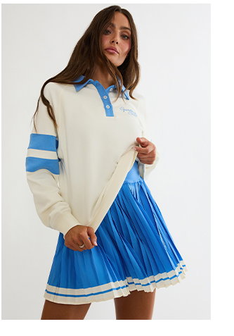 White and blue sweater