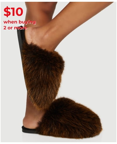 Shop Cozy Faux Fur Closed Toe Slippers