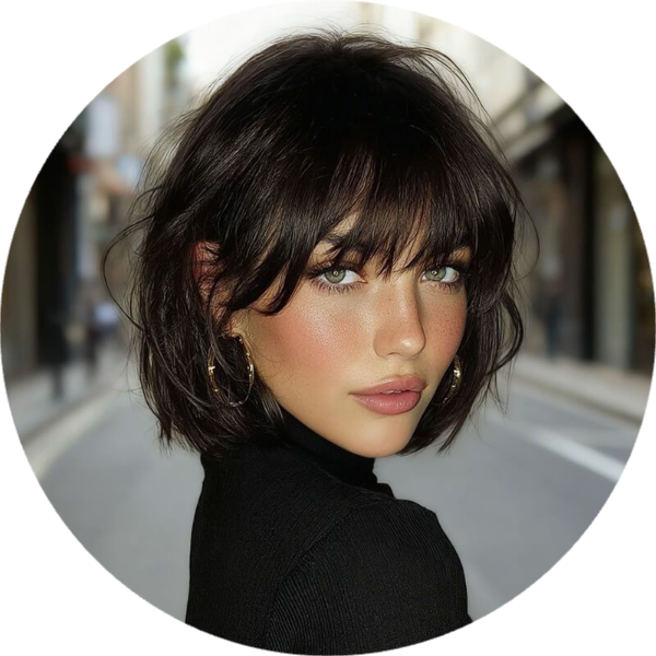 Wear And Go Wigs Pixie Cut Bob Wigs With Bangs Machine Made Wig Glueless Human Hair Wigs