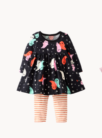 Baby Halloween Long Sleeve Pocket Dress & Leggings Set