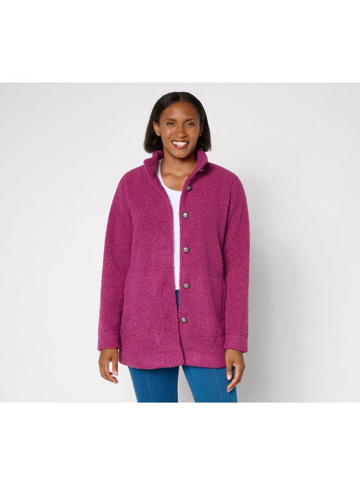 Susan Graver Weekend Knit Boucle Button-Front Jacket