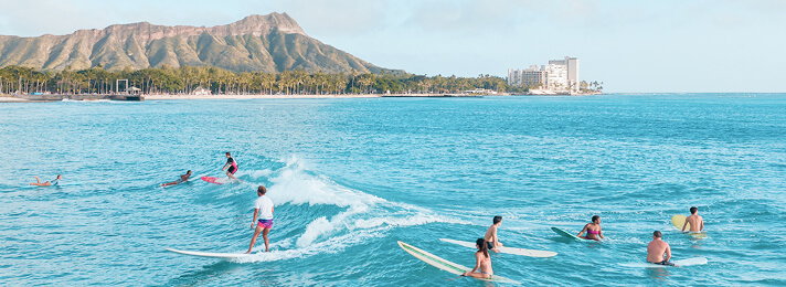 People surfing.