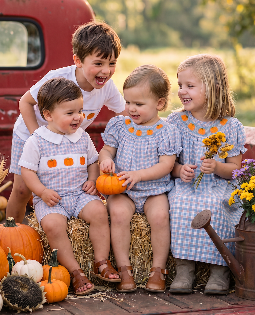 Pumpkin Plaid Smocked Collection