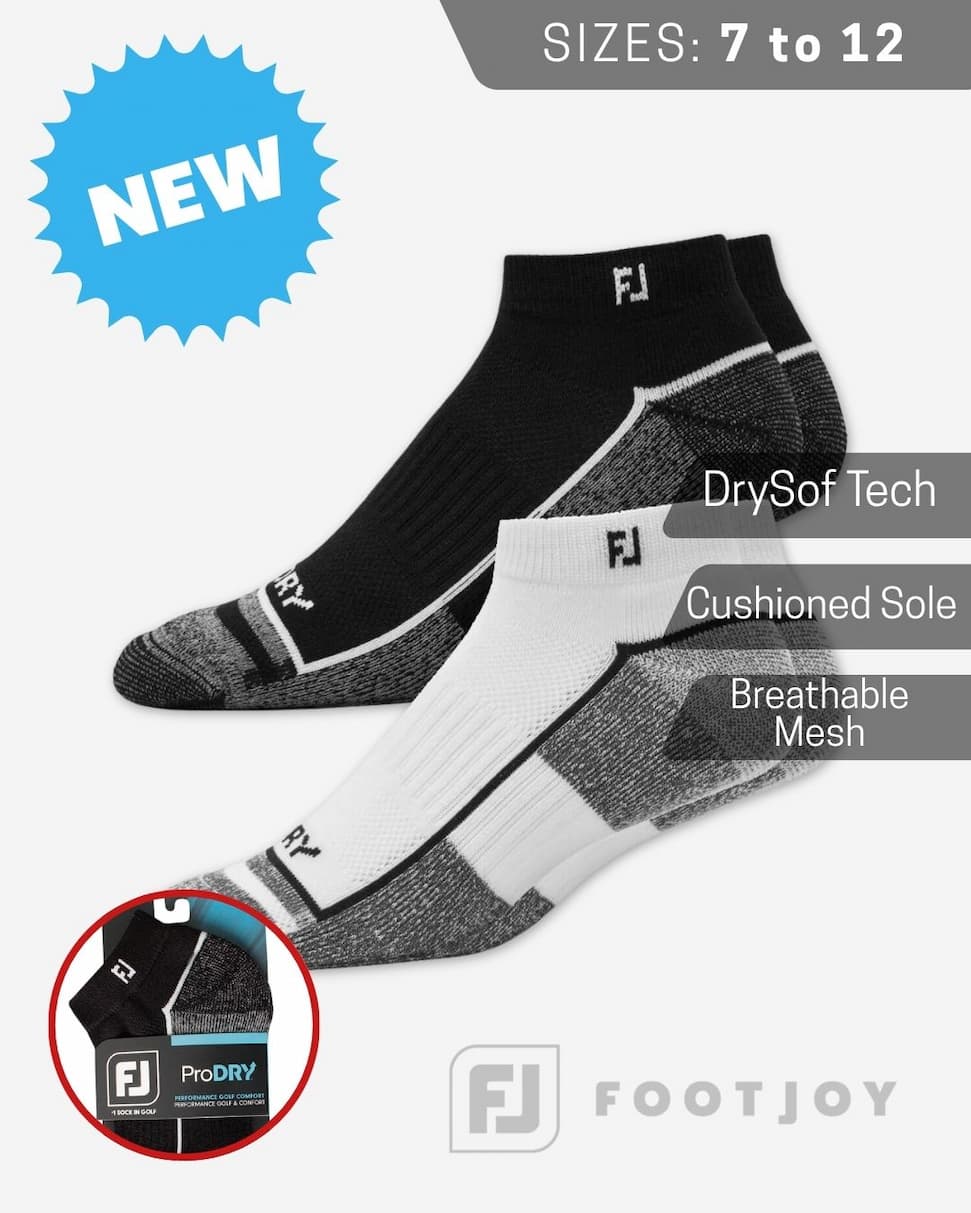 Footjoy Mens ProDry Sports DrySof Breathable Cushioned Comfy Golf Socks