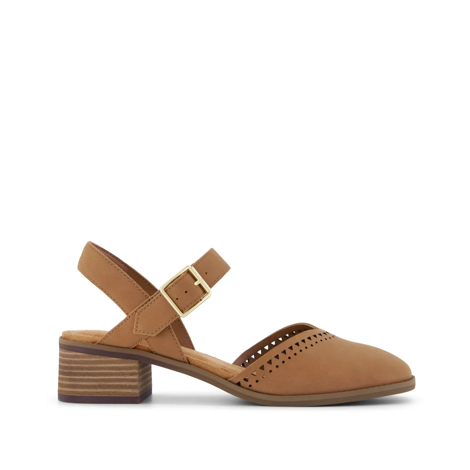 Image of Womens Jaclyn Heel Brown Perforated Leather