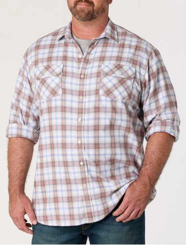 Plaid Rolled-Sleeve Sport Shirt