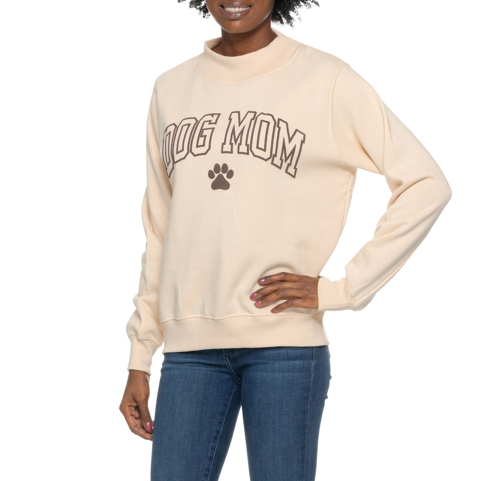 RELAXX Dog Mom Oversized Sweatshirt for Women | Oyster | Size Large | Cotton