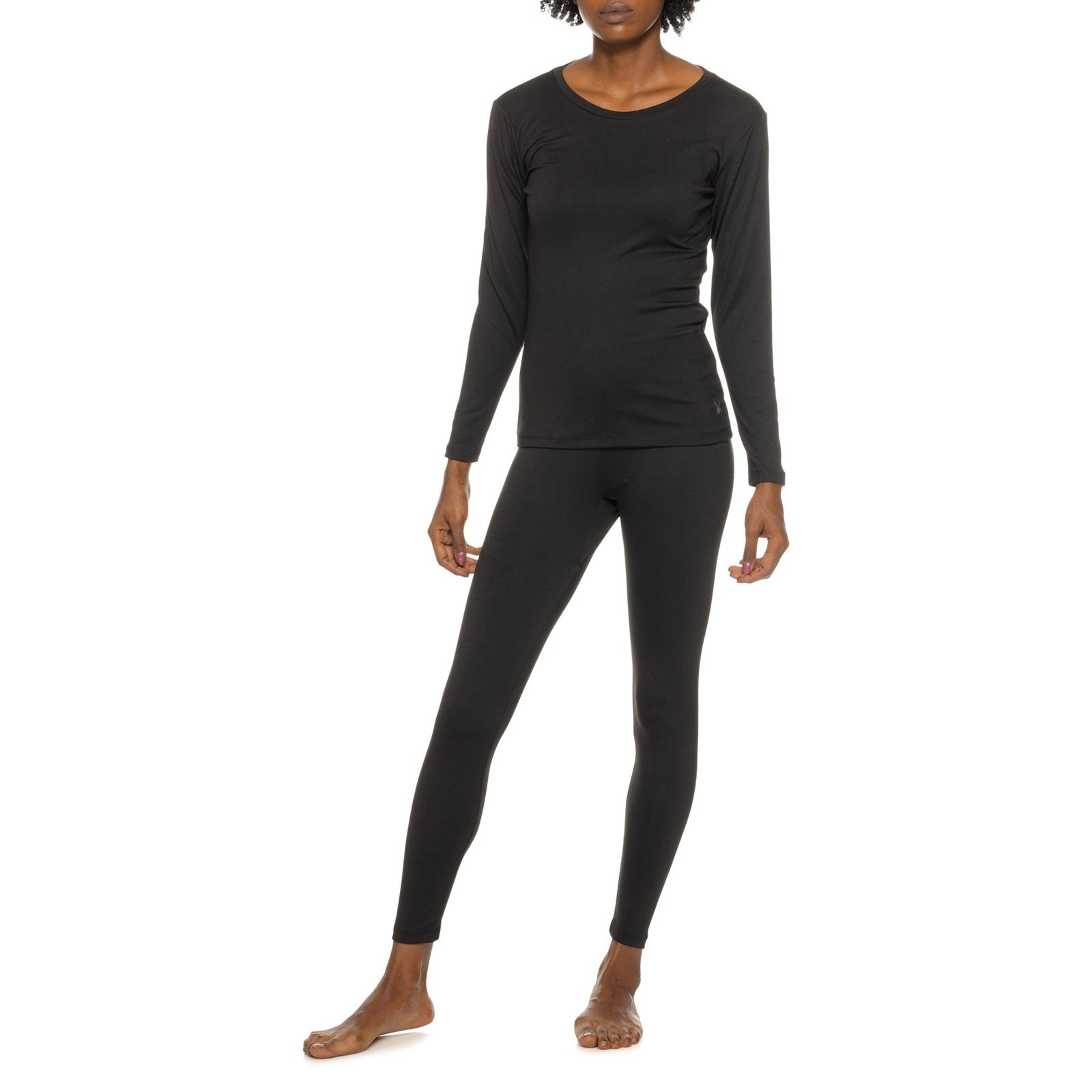 Spyder Interlock Crew Neck Base Layer Set for Women | Black | Size Large | Lightweight Fabric