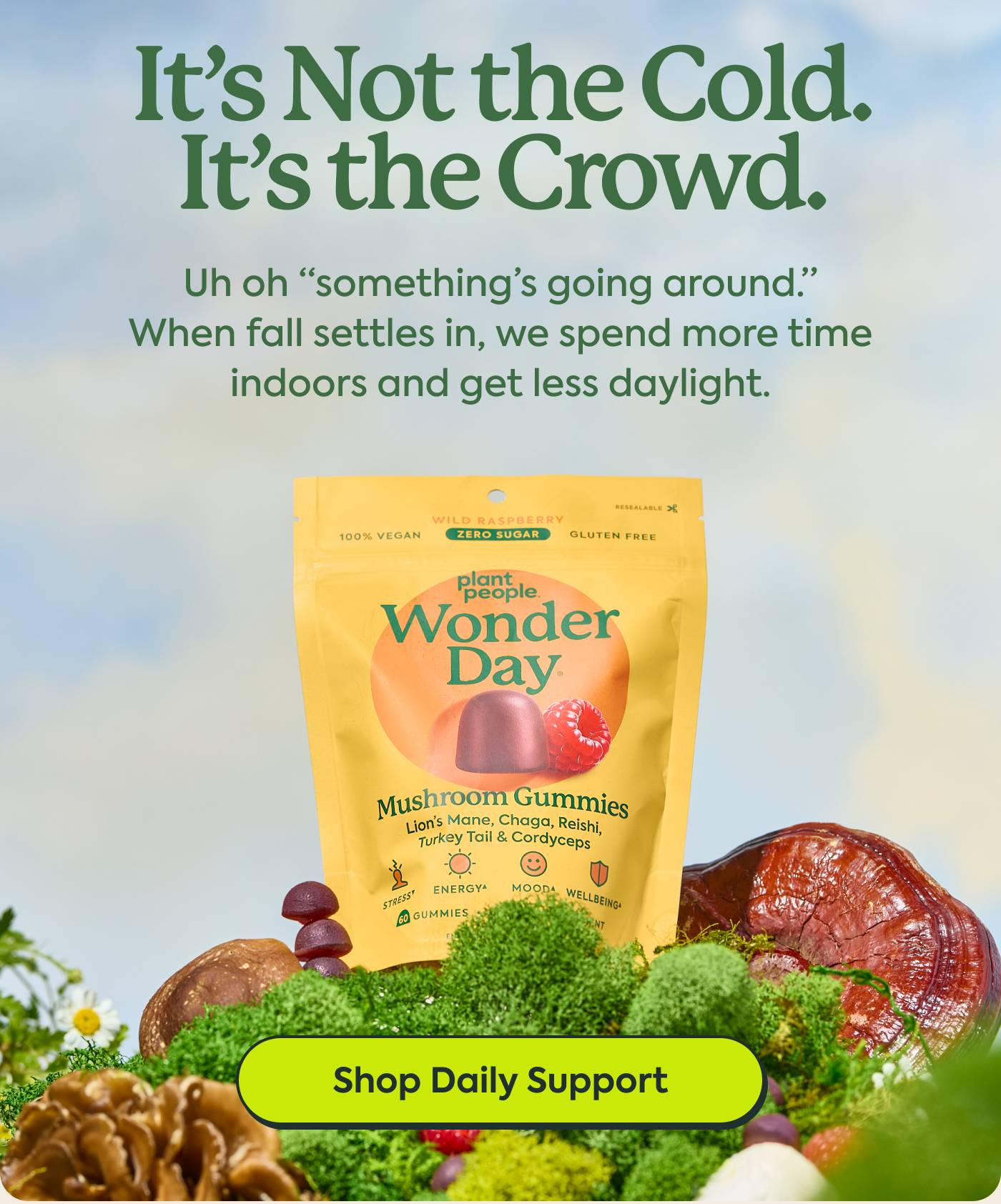 It’s Not the Cold. It’s the Crowd. | Uh oh “something’s going around.” When fall settles in, we spend more time indoors and get less daylight. | SHOP DAILY SUPPORT