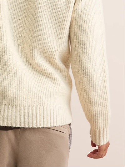 Freddie wool cashmere ribbed sweater in antique ivory