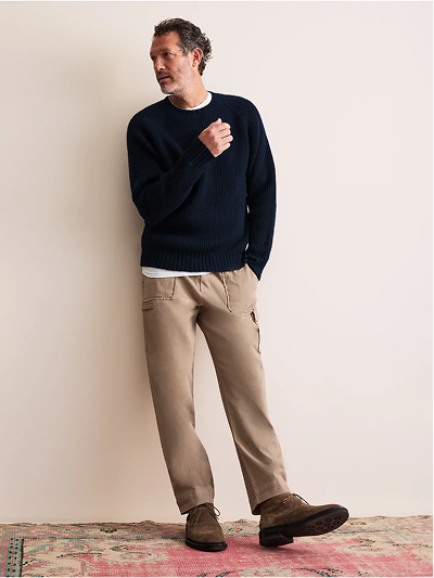 Freddie wool cashmere ribbed sweater in navy