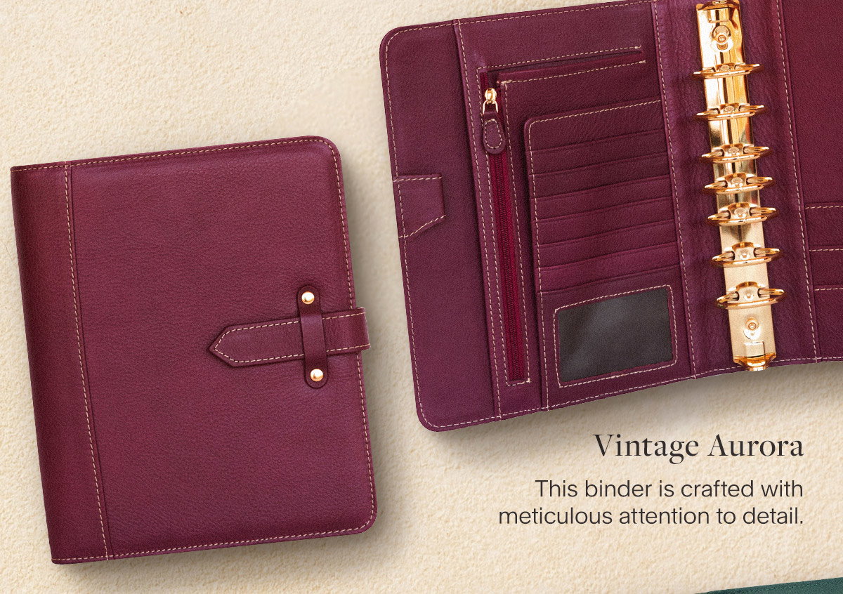 Vintage Aurora. This binder is crafted with meticulous attention to detail.