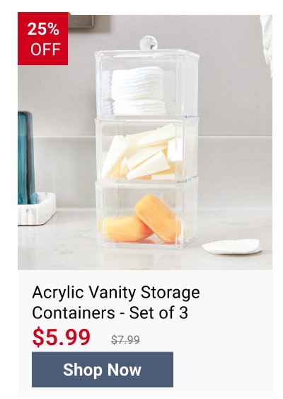 Acrylic Vanity Storage Containers - Set of 3