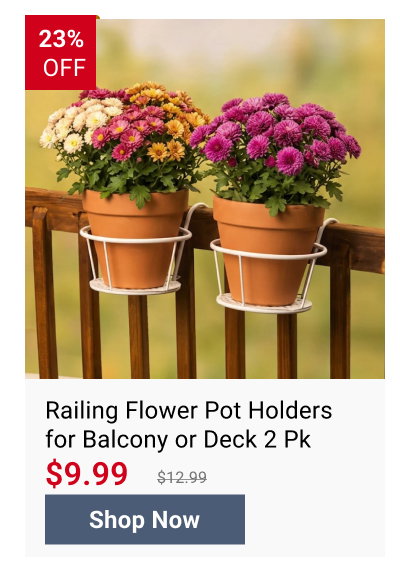 Railing Flower Pot Holders for Balcony or Deck 2 Pk