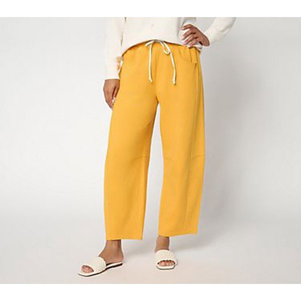 Peace Love World Petite French Terry Barrel Leg Sweatpants