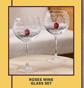 Beauty and the Beast Roses Wine Glass Set