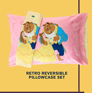 Beauty and the Beast Retro Reversible Pillowcase Set