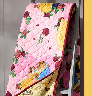 Beauty and the Beast Retro Reversible Quilted Blanket