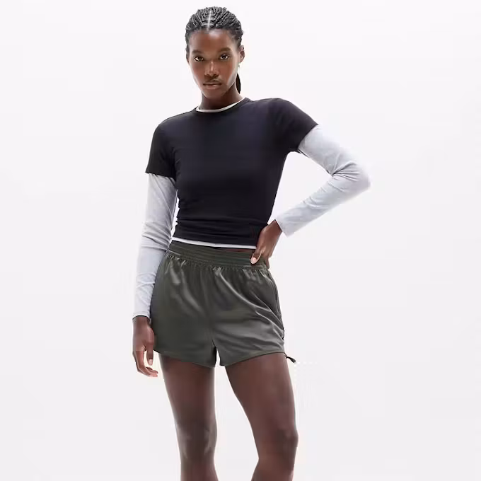 Featherweight Satin Ruched Run Short