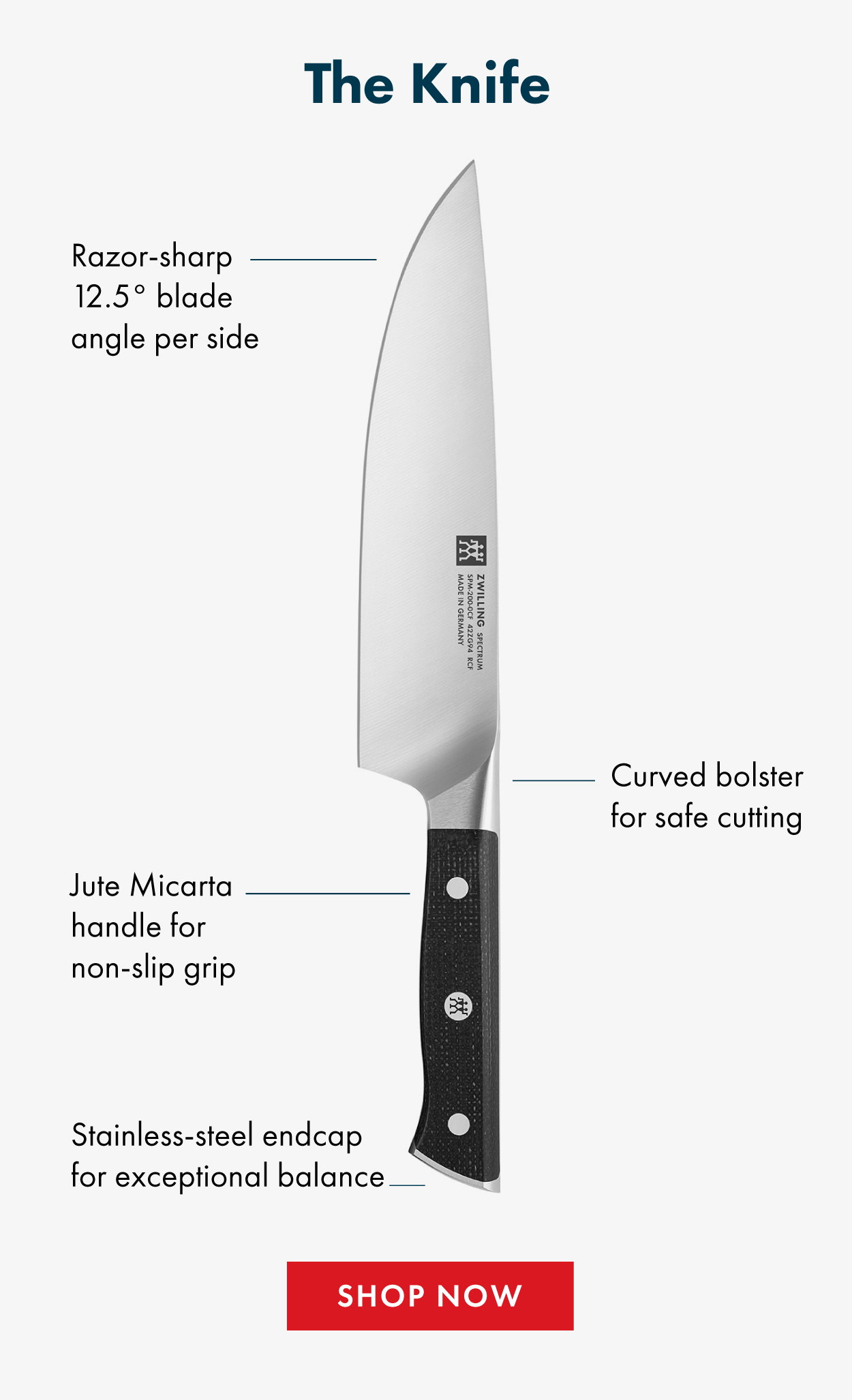 Razor sharp angle, Jute Micarta no-slip handle, and curved bolster.