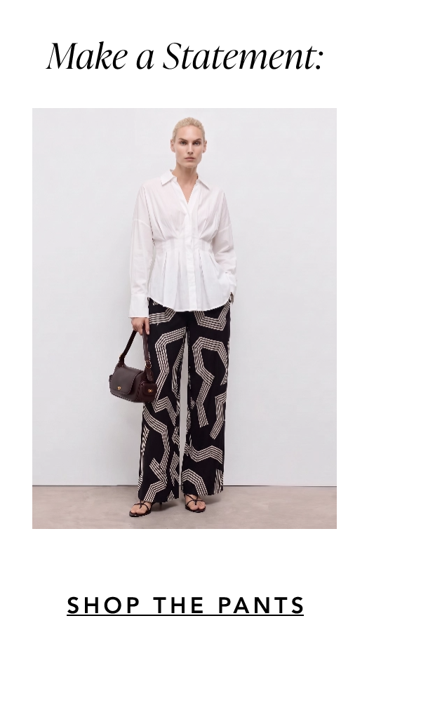 Pleated Geo Lines Print Wide Leg Pants