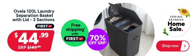 Ovela 120L Laundry Separation Basket with Lid - 3 Sections