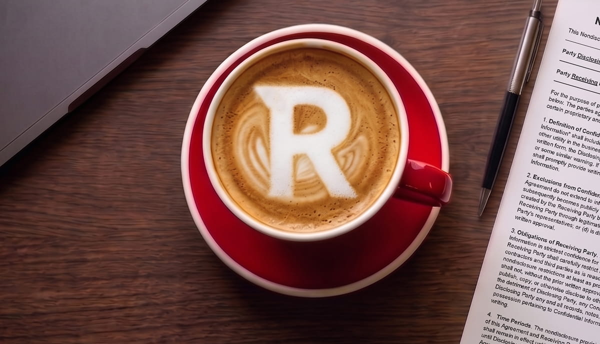 Cup of coffee with the RL logo