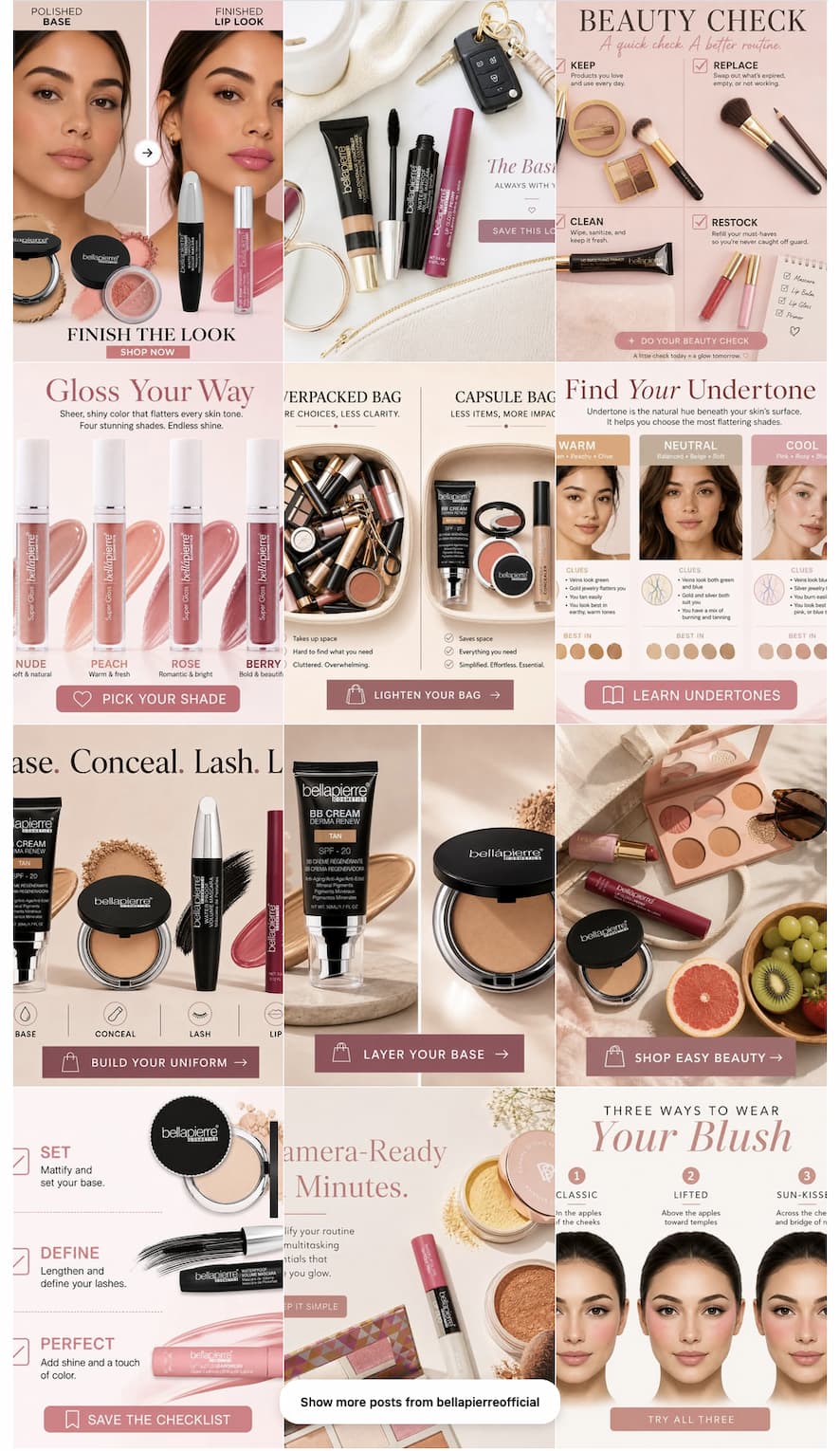 an image of a collage of makeup products and a woman