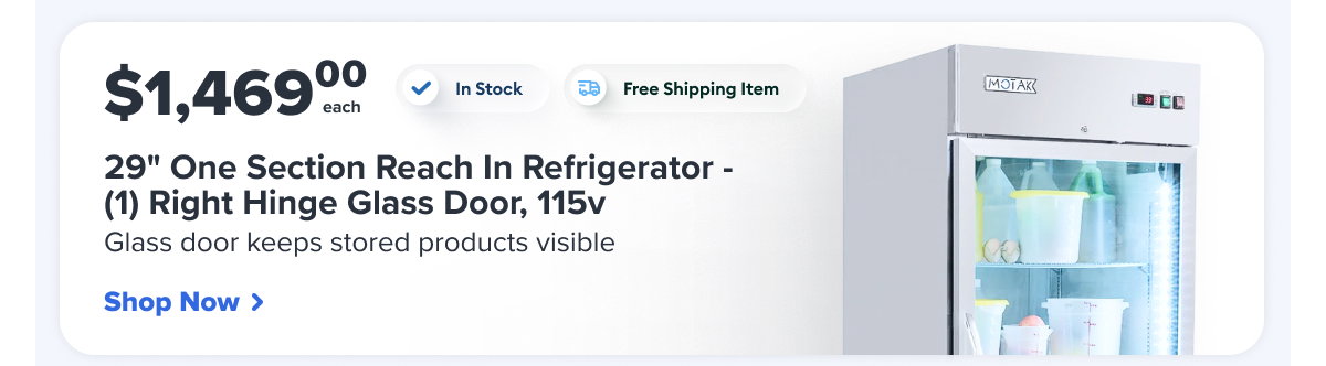 MoTak 29" One Section Reach In Refrigerator