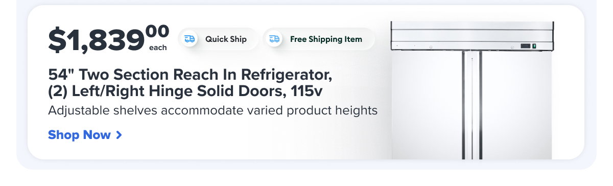 MoTak 54" Two Section Reach In Refrigerator