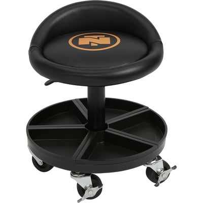 Northern Tool + Equipment 15-1/2in. XL Series Roller Seat with Tool Tray, Steel, 400-Lb. Capacity, 19-11/16–24-13/32in. Seat Height