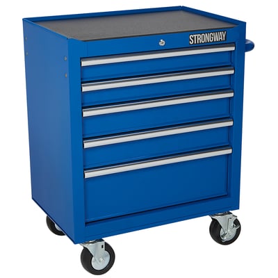 Strongway 5-Drawer Rolling Cabinet, 26in.W x 18in.D x 33.7in.H, 600-Lb. Capacity