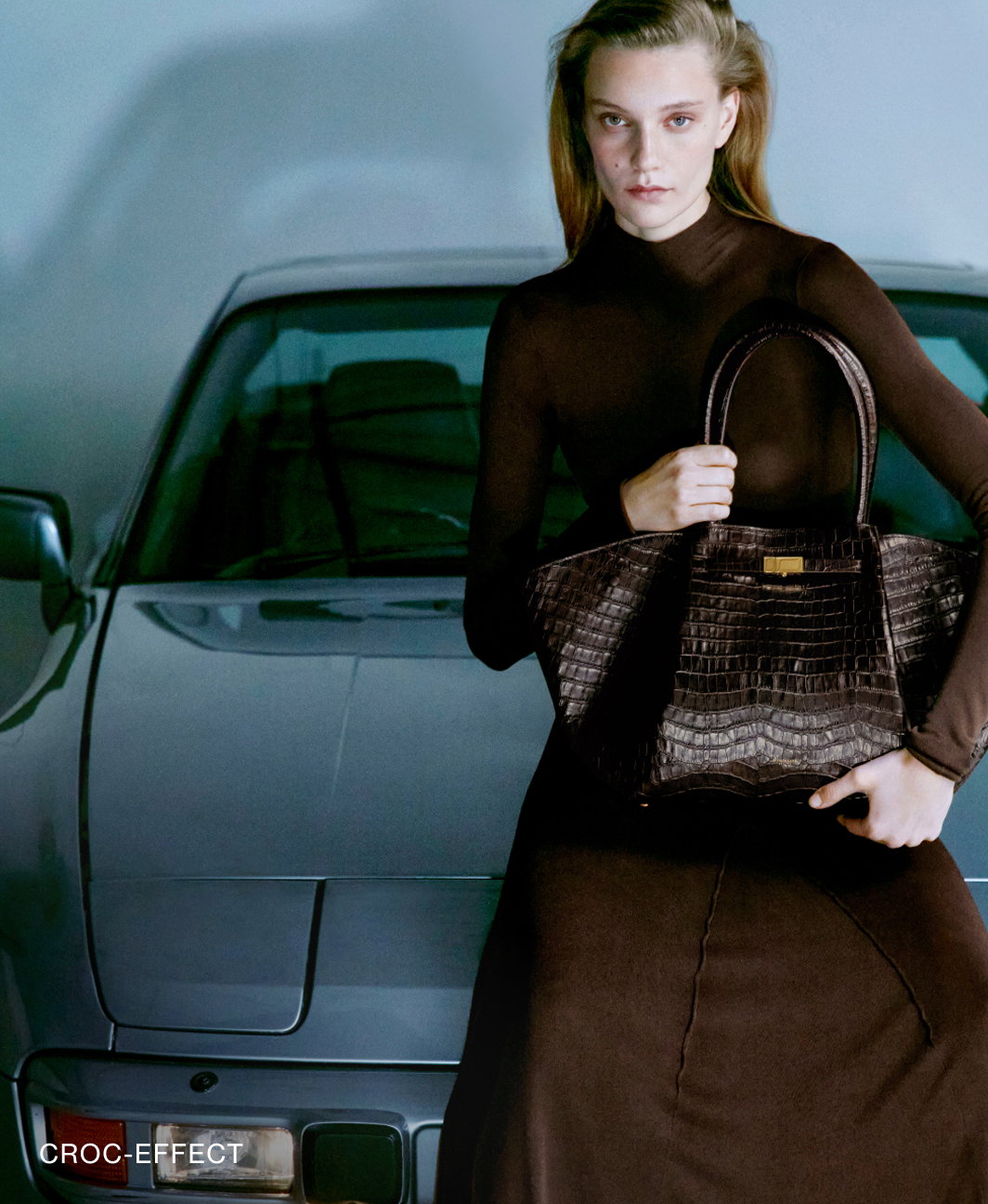the new york dark chocolate croc-effect