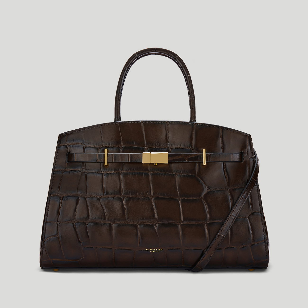 the midi hudson dark chocolate large croc-effect