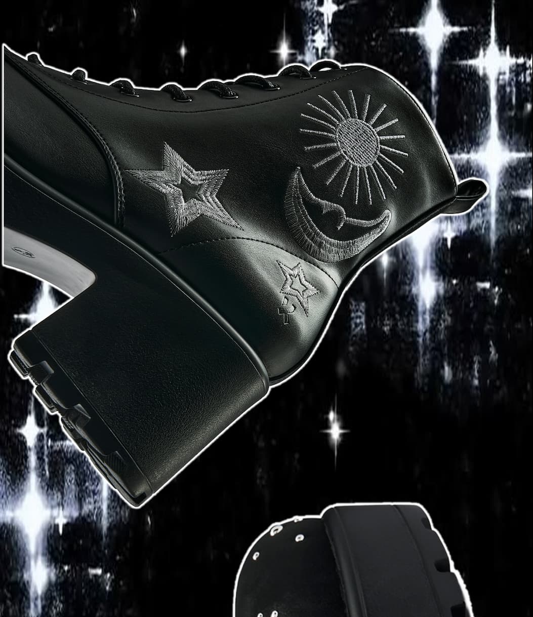 Astro Silver Star & Moon Chunky Boots