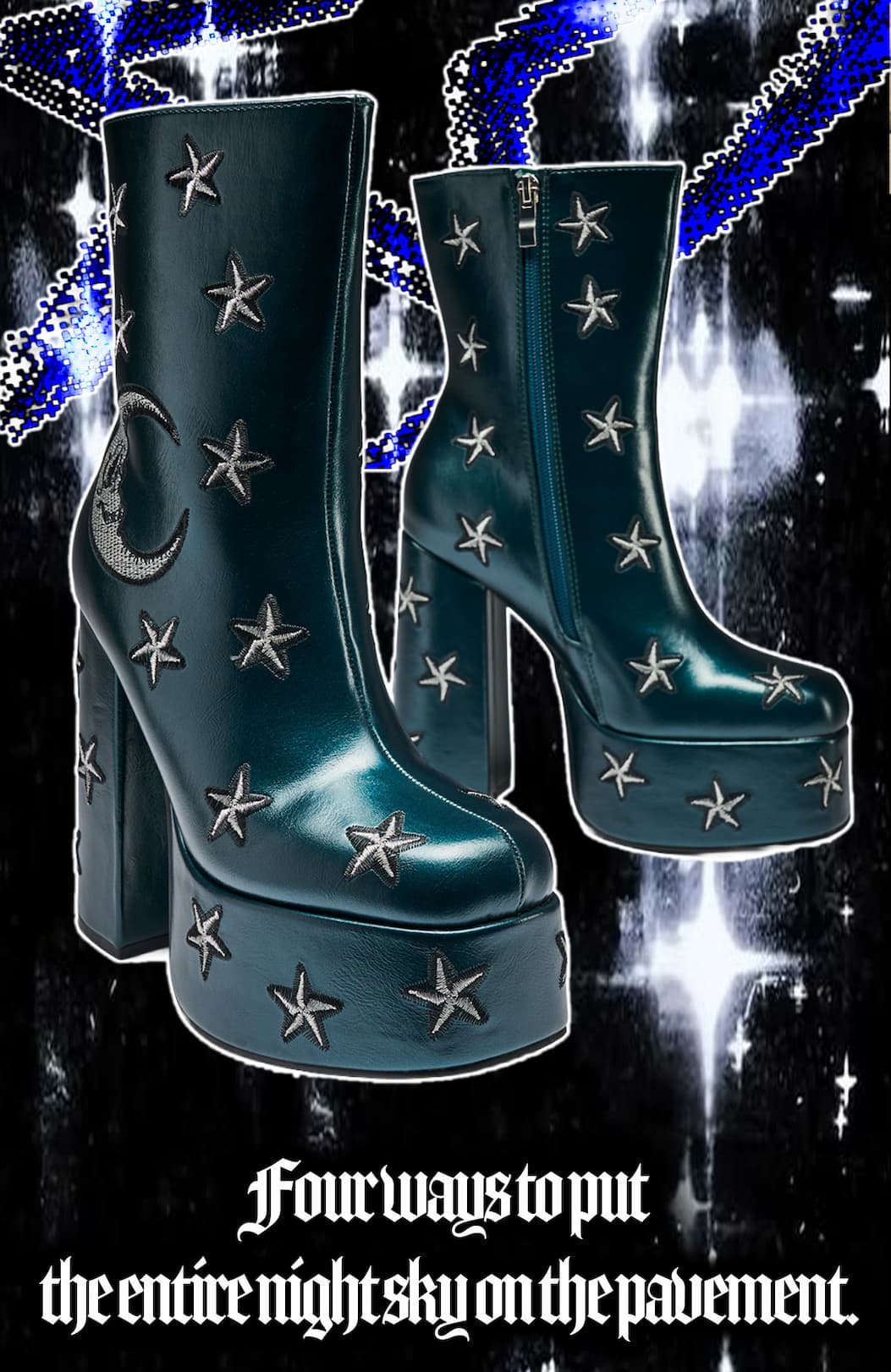 Dreams of Mooncraft Teal Heeled Boots