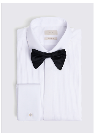 Regular Fit White Pleated Dress Shirt