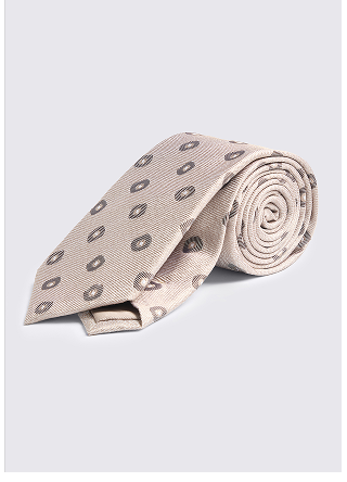 Neutral Silk Square Geo Tie
