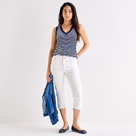 Image of St. Johns Bay Womens Secretly Slender Mid Rise Capri Jean