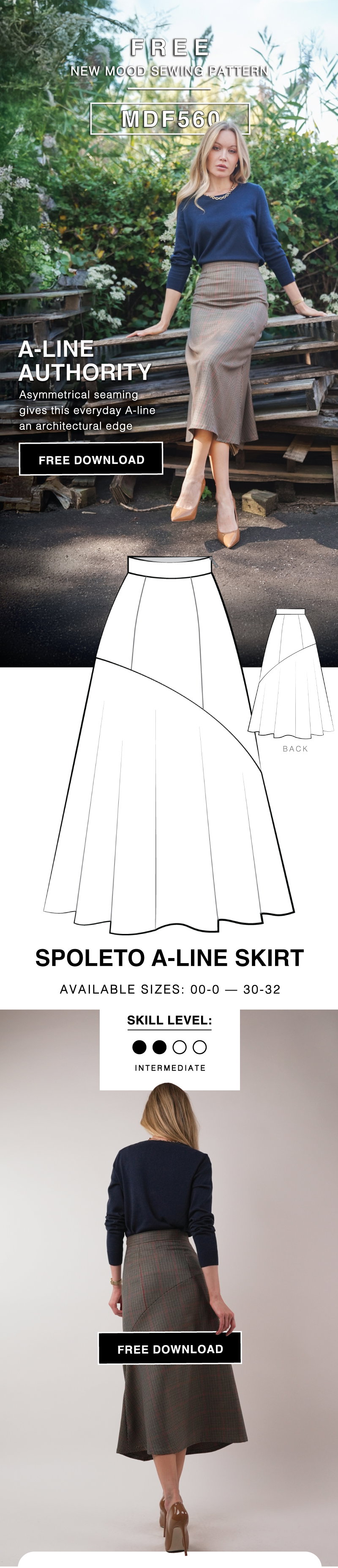 THE SPOLETO A-LINE SKIRT FREE SEWING PATTERN