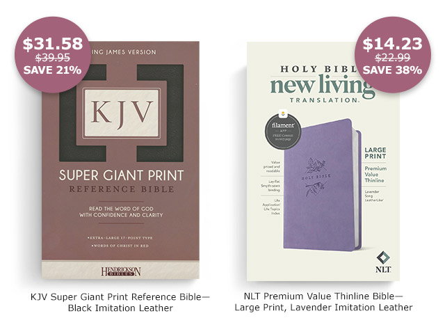 KJV Super Giant Print Reference Bible | NLT Premium Value Thinline Bible