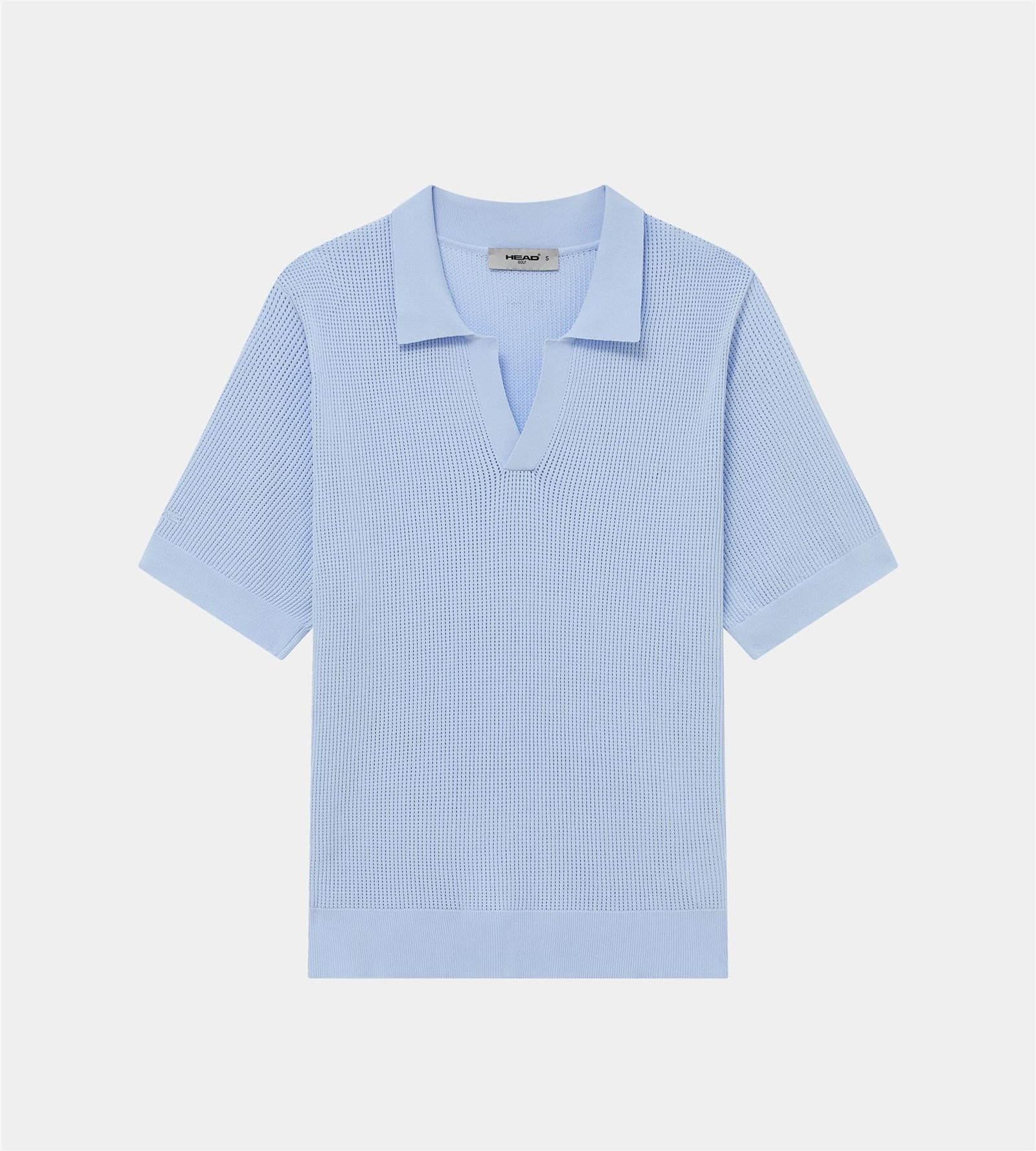 Image of Pointelle Knit V-Neck Polo