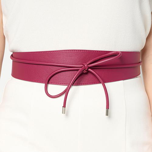 Nina Leonard Faux Leather Obi Wrap Belt