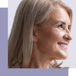 Woman with mature skin smiling